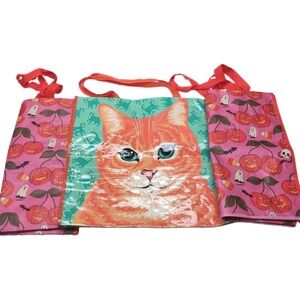 3 Reusable Shopping Tote Bags Halloween Fall Cat Spider Ghost Skull Marshalls